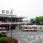 須坂駅前広場と駅舎